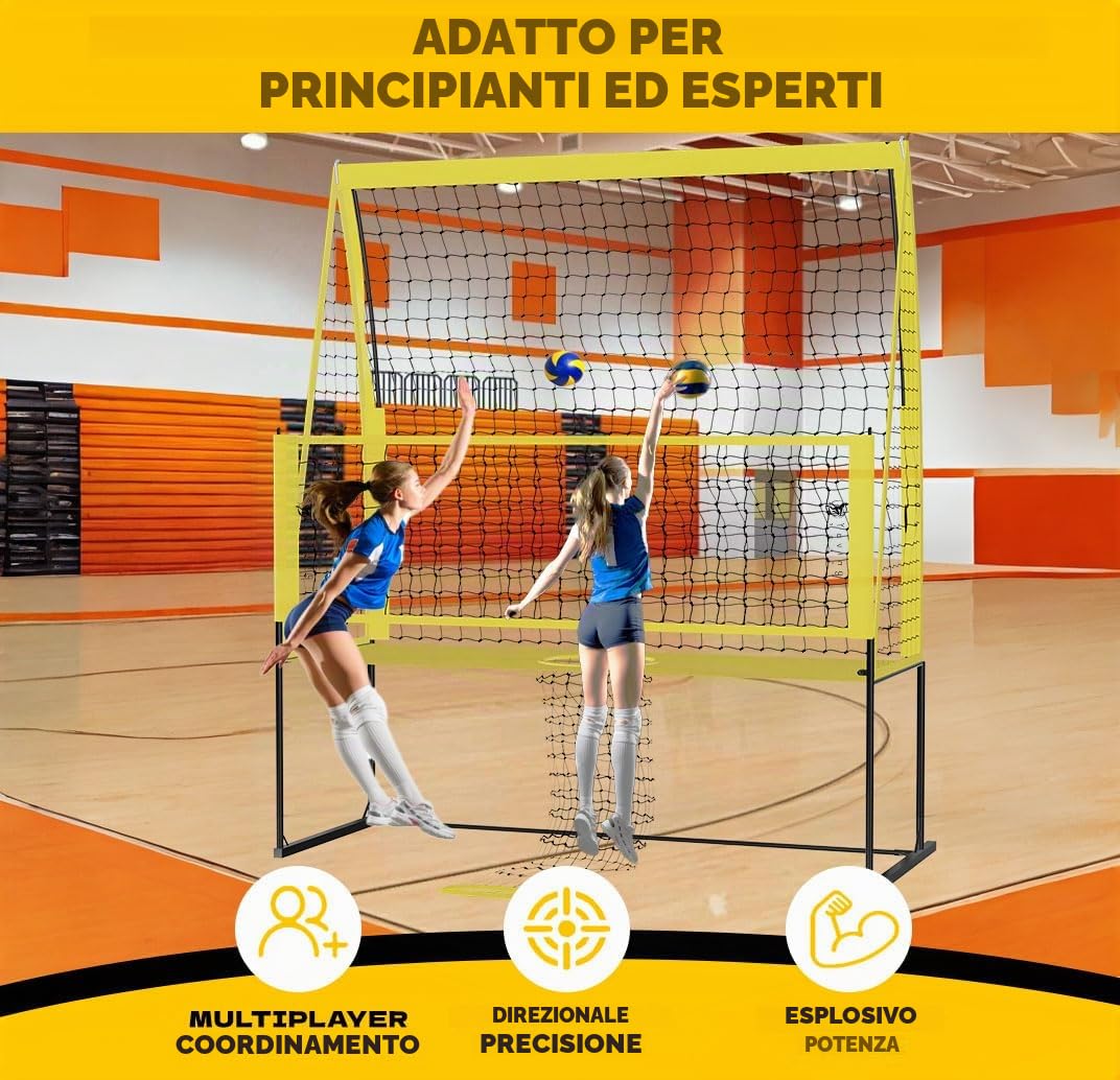 Yoving Rete da pallavolo, 2,4 m di larghezza per 3,4 m di altezza, ideale per servire e schiacciare trapani, migliora la precisione, la potenza e la tecnica, perfetta per l'allenamento di squadra o