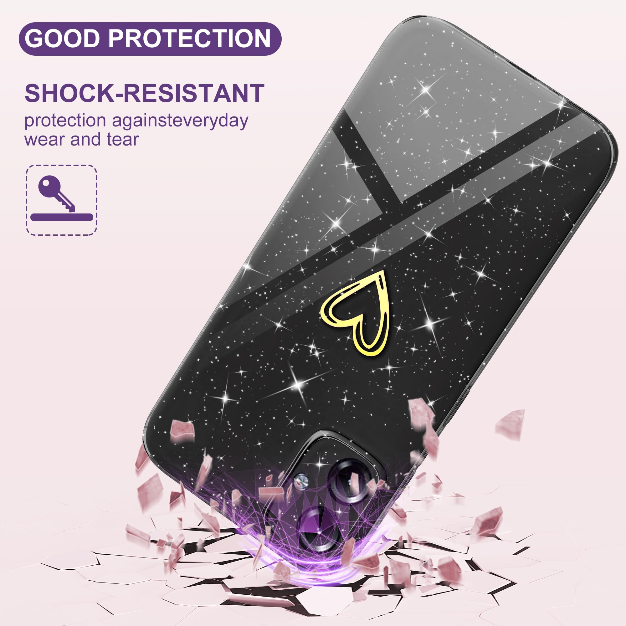 KZIOACSH Cover per Motorola Moto G14 + [3 Pack] Vetro Temperato,Ultra Sottile,Antiurto,AntiGraffio Morbida TPU Silicone Custodia,Trasparente
