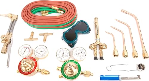 Forney Kit de antorcha 1711, resistente, de lujo, tipo Victor Oxígeno acetileno, verde y rojo