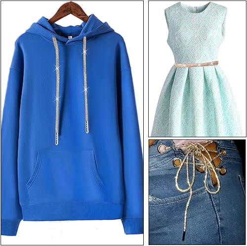 Miniatura 4 de PAMIR TONG Cuerda de purpurina con diamantes de imitación de 6 yardas de 0.17 pulgadas, cordones de brillo para zapatos, fabricación de joyas DIY