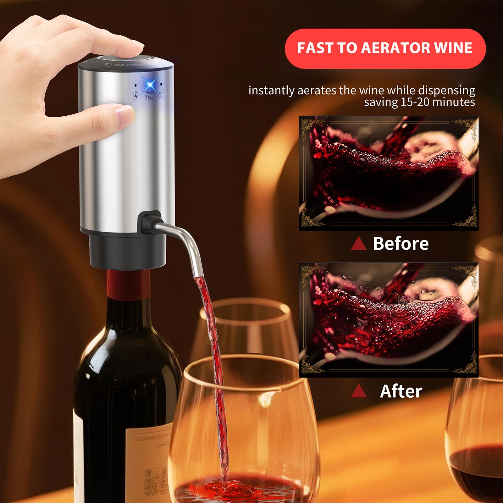 Carafe à vin électrique Vinflow,carafe doseuse rechargeable