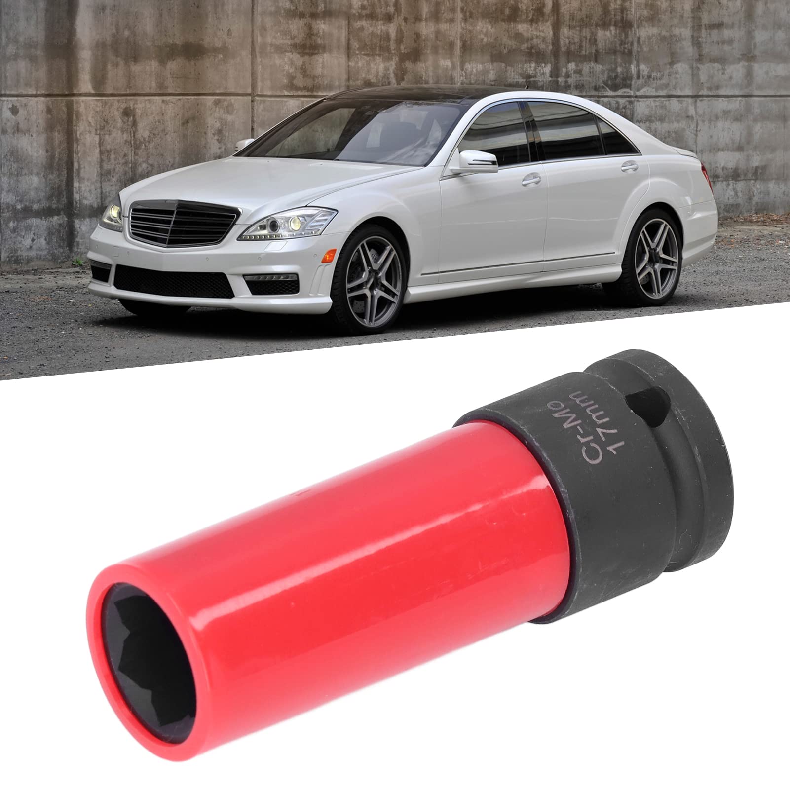 Lug Nut Socket: Replacement for S Series W221, Cl Class & Maybach,17mm X6 Flower Design, 85mm Long Thin Wall