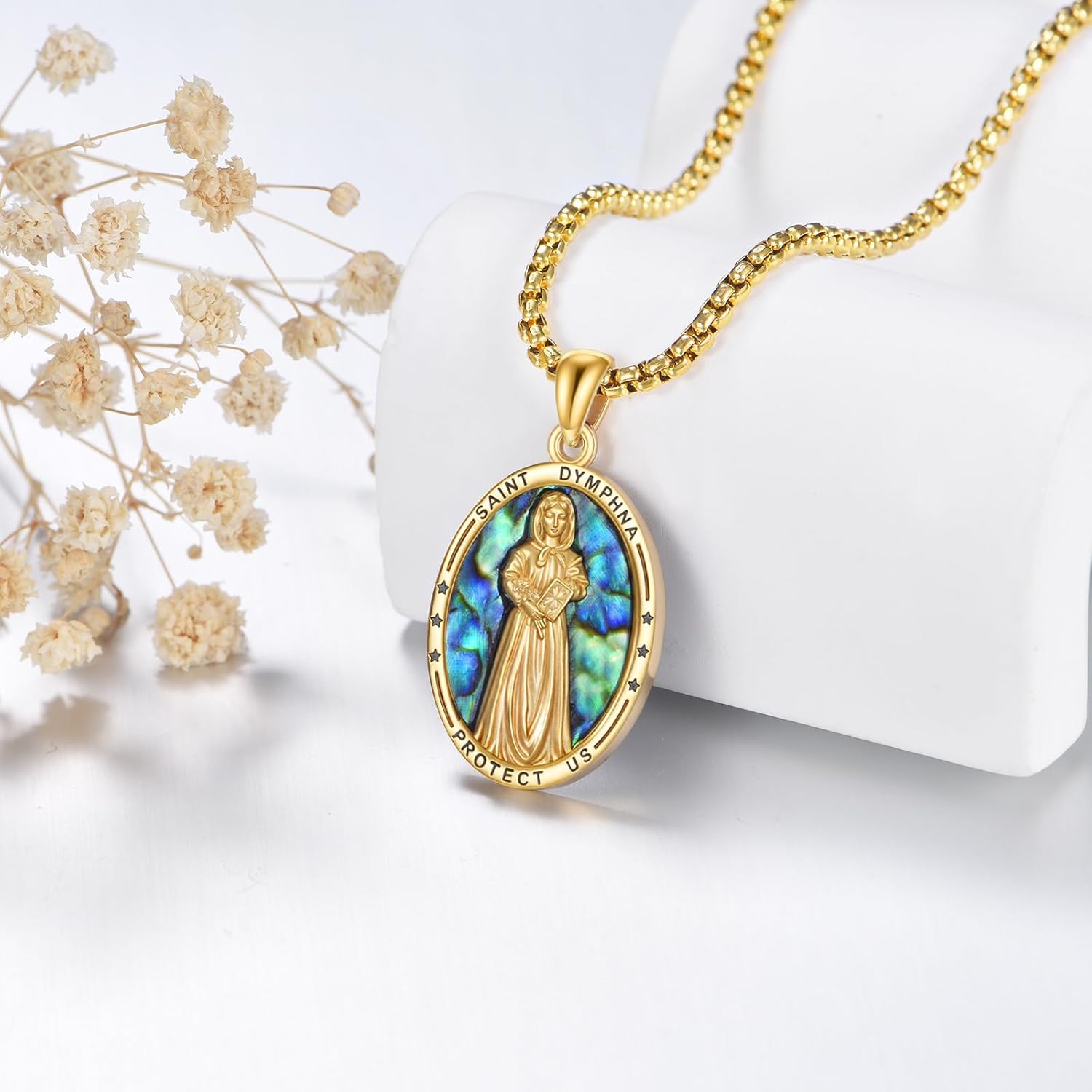 925 Sterling Silver Religious Medal St Michael St Raphael Memento Mori Santa Muerte Pendant Necklace Jewelry Gifts for Men Women - Image 2