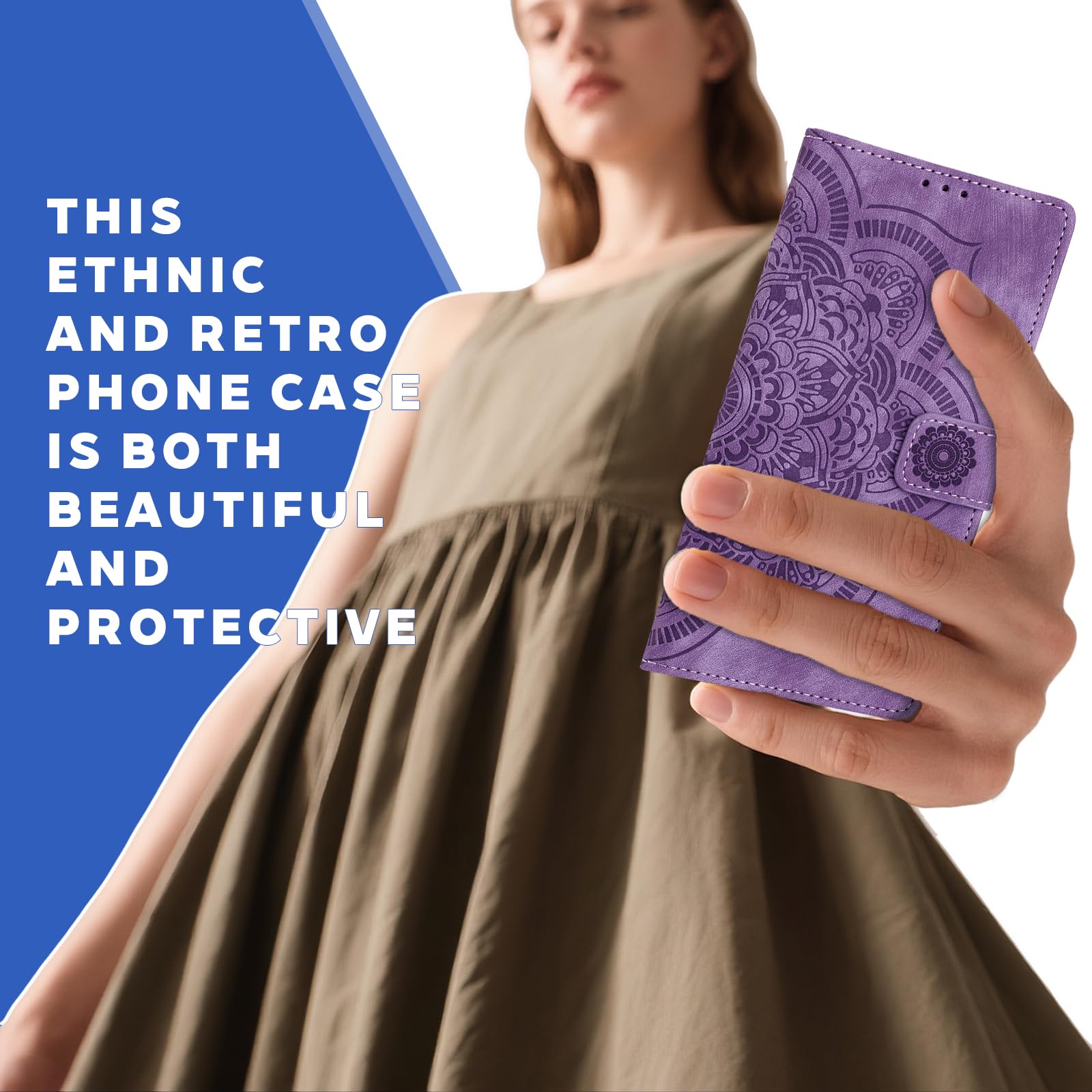 Pokrowiec Portfelowy PU Kwiatowy dla Motorola Edge 70 5G 6.7 2025 Z szczelinami na karty, portmonetką i rzepem - szczelność magnetyczna Pokrowiec Edge 70 - Fioletowy