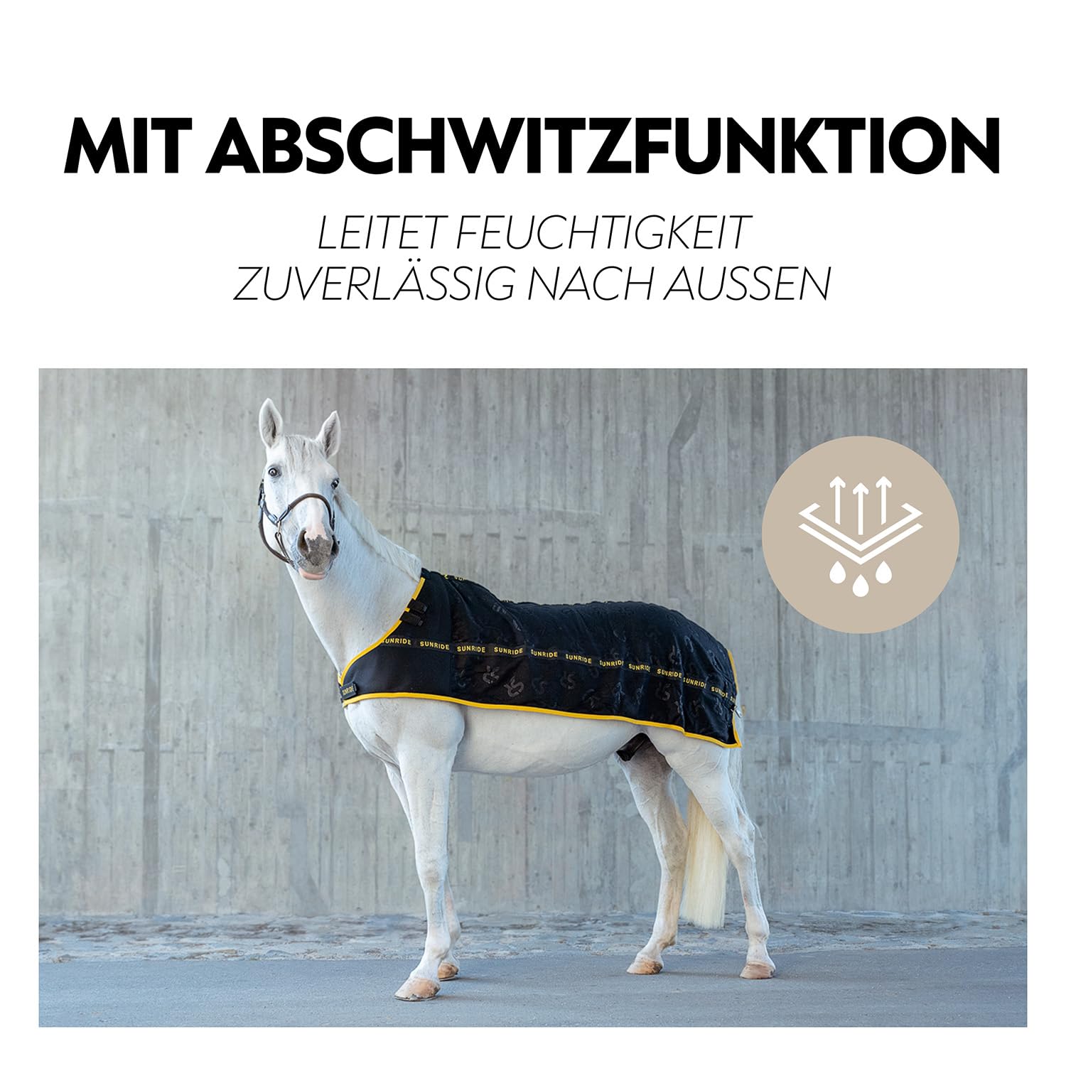 SUNRIDE Fleece Unterdecke (Inlett) für Pferde - Hook&Hold System - mit Abschwitzfunktion - wärmt Rücken- und Nierenbereich - Anti-Pilling Fleece - maschinenwaschbar - atmungsaktiv (165)