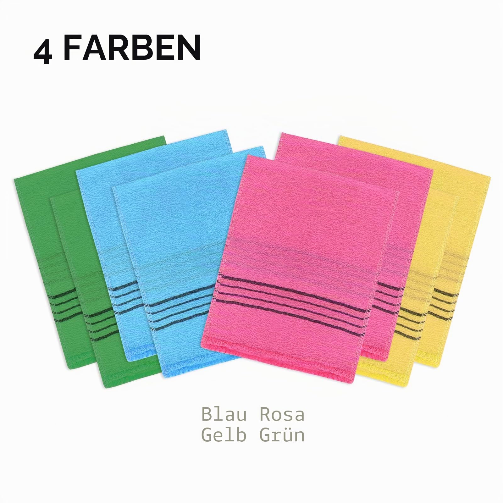 Molain 8Pcs Asiatischer Peeling-Waschlappen Korean Peeling Mitt Wiederverwendbare Viskose Rayon Duschtuch Körperpeeling
