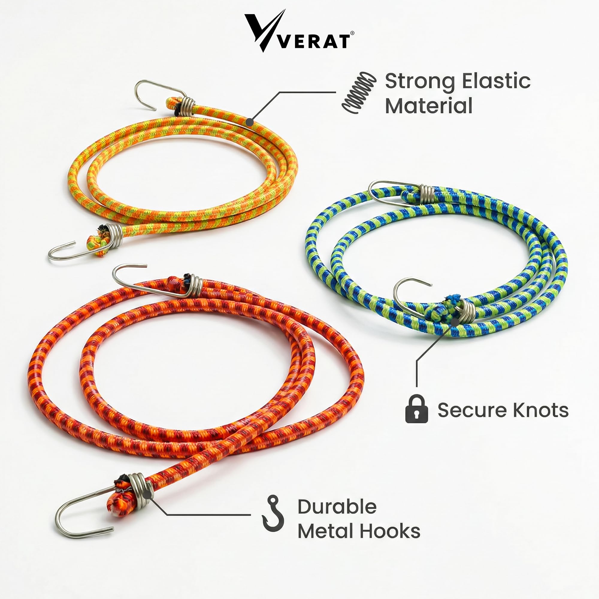 Bungee Cords with Hooks, Heavy Duty Elastic Tie Down Cords, Stretch Cargo Straps with Metal Hooks for Luggage, Camping, Outdoor, Travel, Truck, Car, Motorcycle (2m + Expandable, 2 Pcs) — Amazon image 9