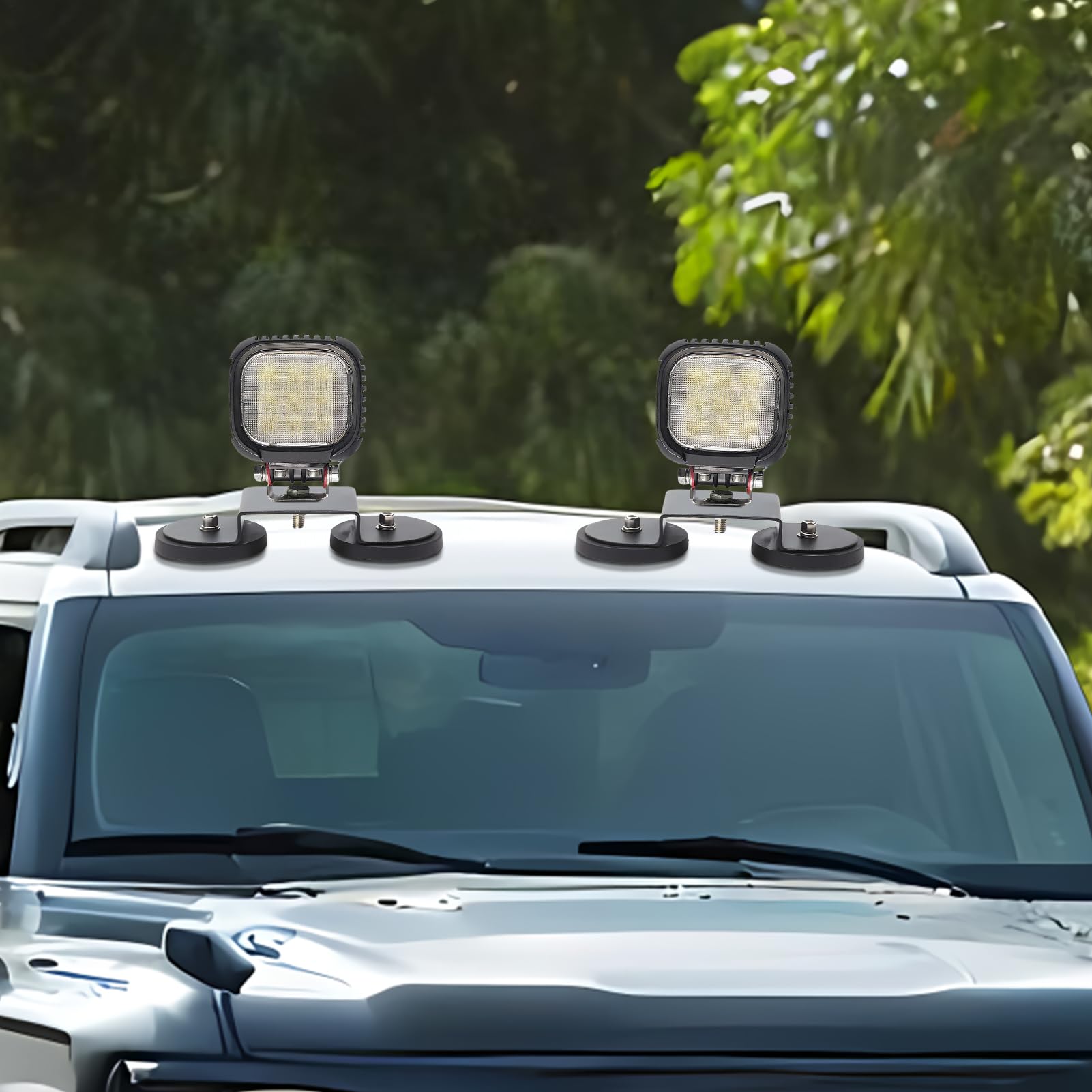 Magnetyczny Uchwyt Do Oświetlenia 2 Sztuki Magnetyczna Podstawa do Montażu | Wiercenia Mocne Uchwyty Przyssawkowe Do Lamp Dachowych Ciężarówki Terenowe SUV Na Zewnątrz