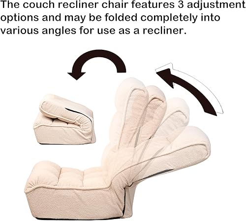 Miniatura 7 de Yoglad Cómoda silla de sofá de descanso, 3 ángulos ajustables, tela suave de bucle, fácil almacenamiento, con respaldo cómodo. para estar,