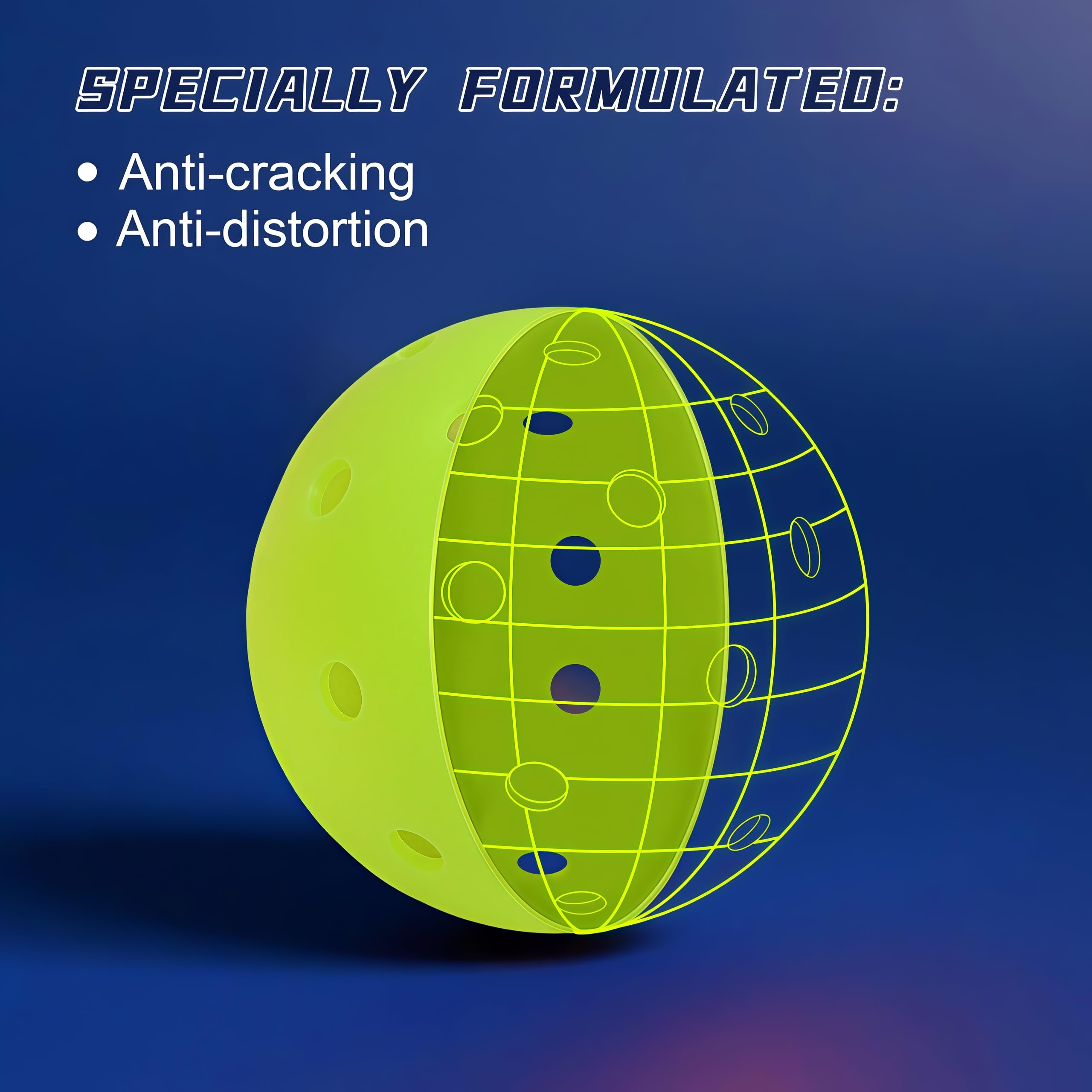 Pro-Grade - Palline da pickleball da esterno a 40 fori, confezione da 3/4/12, testate per giocatori professionisti, design resistente al vento, alta visibilità e durata oltre 300 colpi per