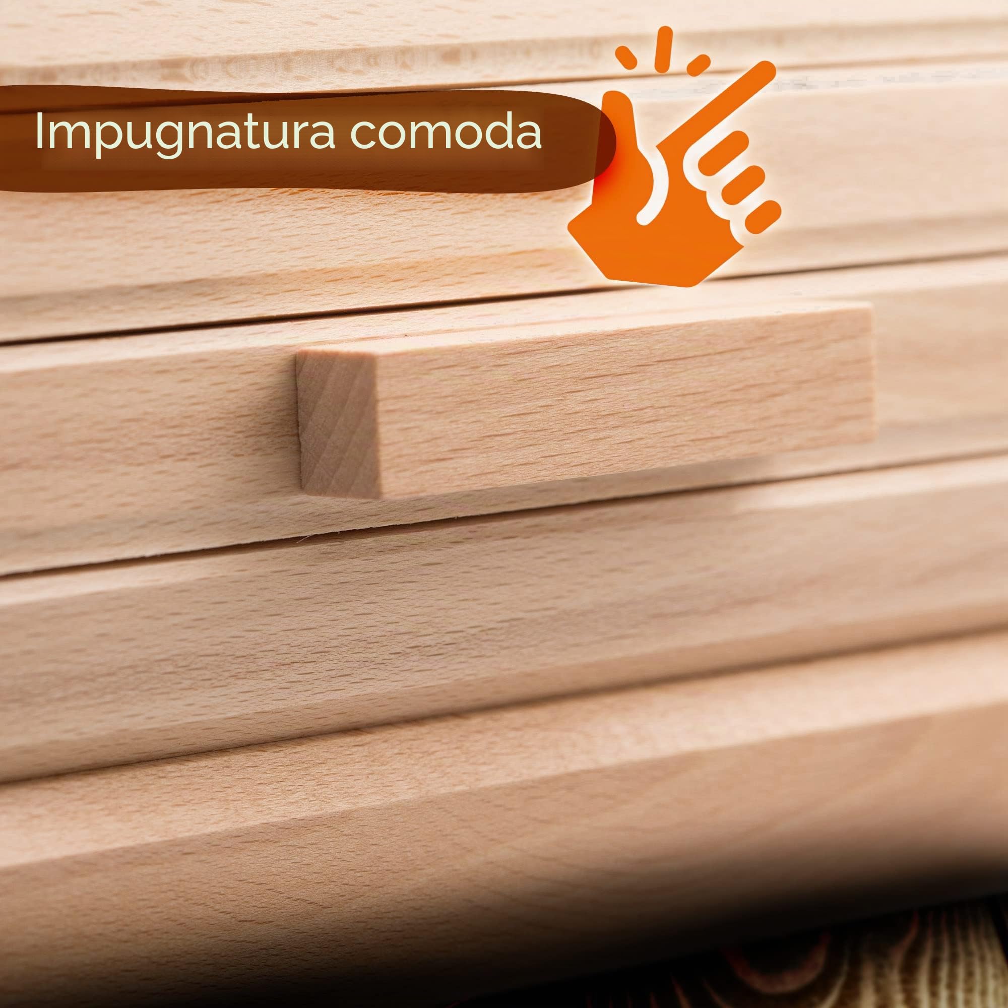 KADAX Portapane in Legno, Contenitore per Pane con Coperchio Scorrevole e Grande Capacità, Porta Pane con Coperchio a Serranda per Cucina (Naturale)