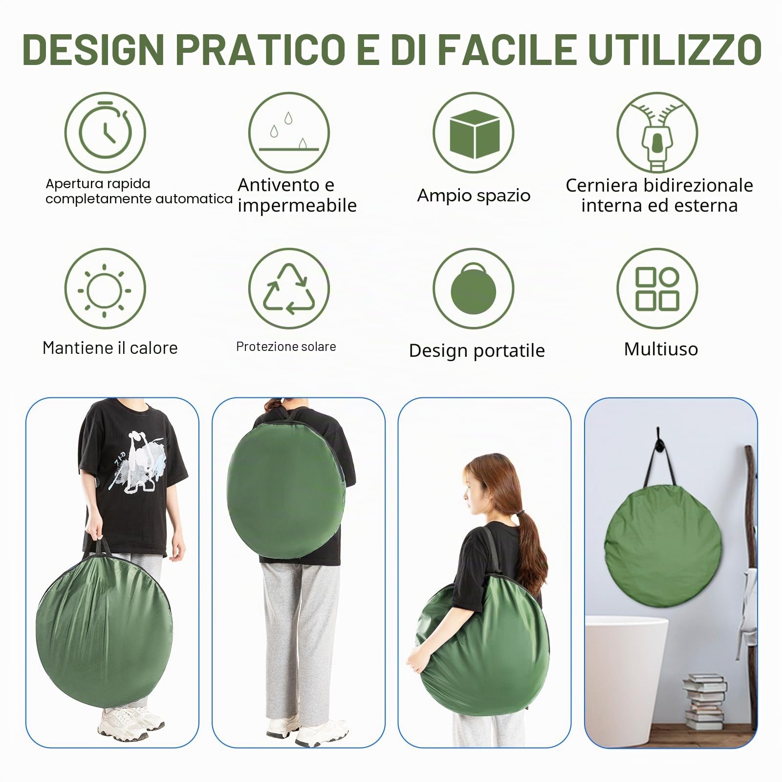 Tenda pop-up con protezione per la privacy, da campeggio, per la privacy, per esterni, campeggio, roulotte, picnic, doccia, pesca, verde
