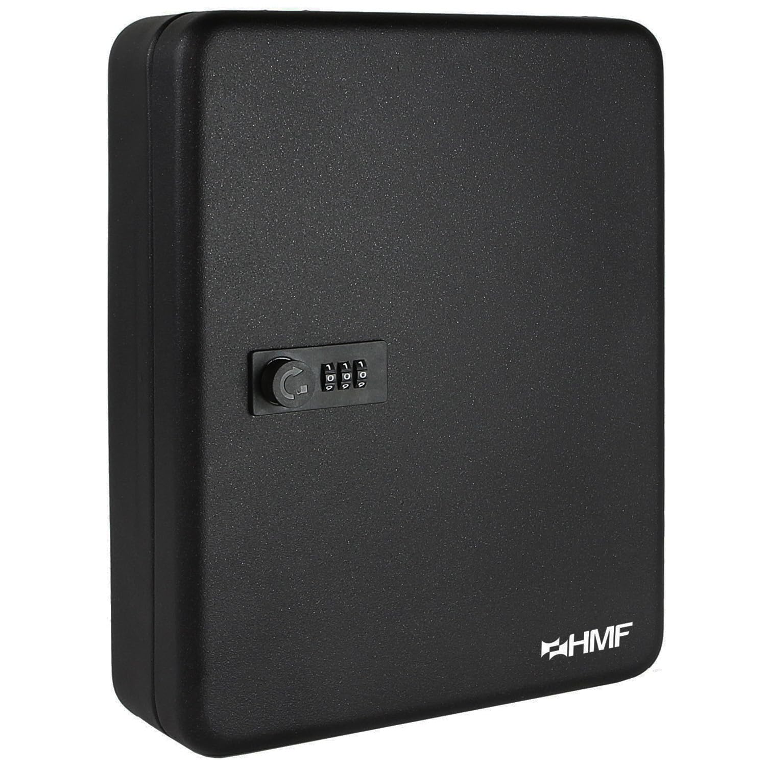 HMF Caja para Llaves Grande de Acero, Armario para Llaves con código numérico para Pasillo, despacho o Garaje | 45 Ganchos | 30 x 24 x 7,5 cm | Negro