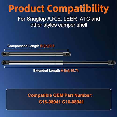 Miniatura 4 de C16-08941 - Soporte de elevación de amortiguador de gas de 16 pulgadas, 28 lb125N, para ventana de carcasa de camper, cubierta de puerta de