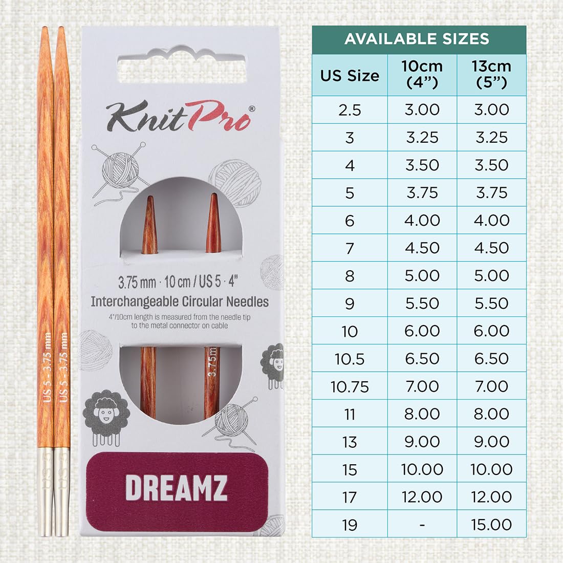 KnitPro Dreamz Interchangeable Circular Needles 4" (10cm), Orange Lily, 3.75mm - Image 4
