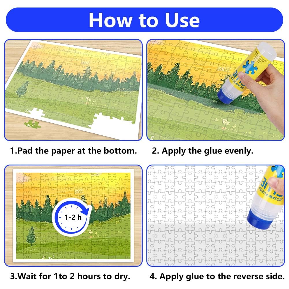AUAUY 2x120ml Pegamento para Puzzle, Transparente Cola para Puzzle, No TóXico PVA de Secado RáPido Pegamento para Puzzles, Pegar Puzzle Sellador Conservante de Rompecabezas para 3000-6000PCS Puzzle