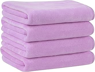 KinHwa Microfiber Hand Towels for Bathroom Soft and Absorbent Face Towels for Bath, Spa, Gym 16inch x 30inch (4, Purple, 16inch x 30inch)