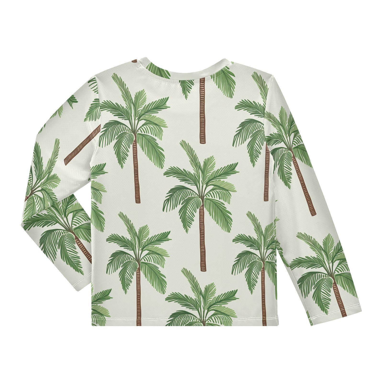 Tropical Palm Trees Green Boy's Rash Guard Swim Shirt Long Sleeve Sun Shirt for Toddler Kid UPF50+ 4T