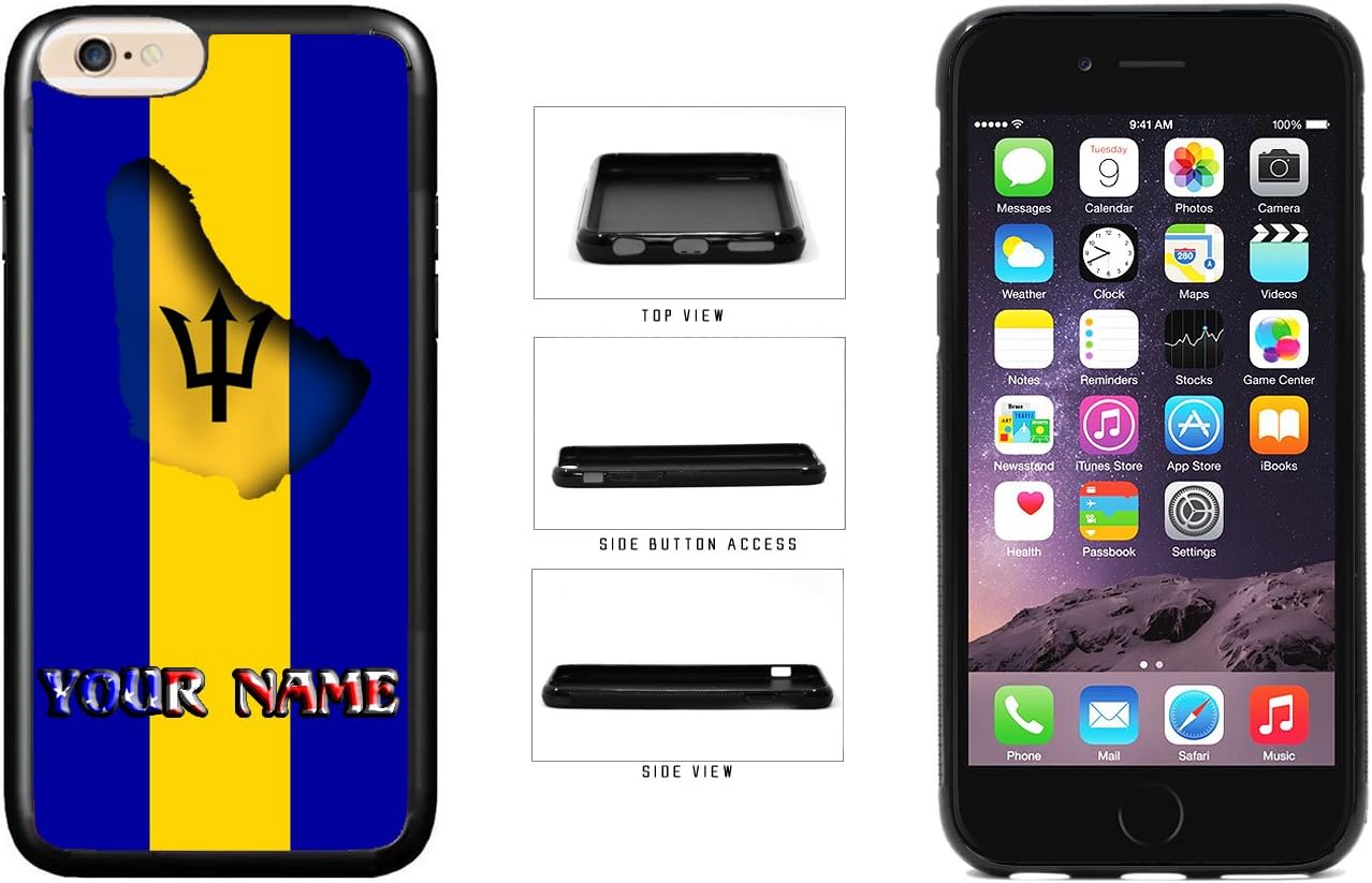 Personalized Barbados Map Flag With USA Flag Letters Name