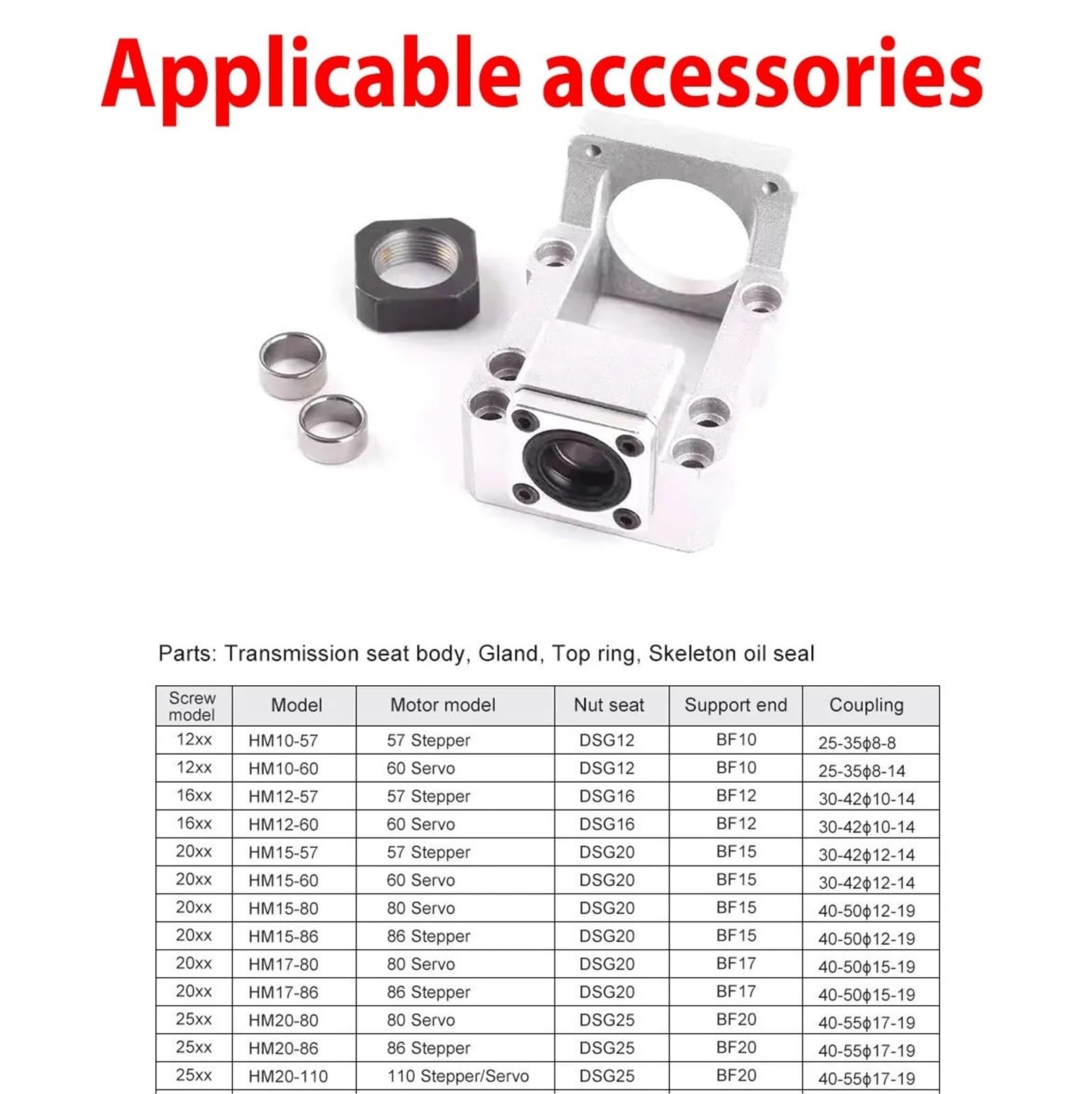 GTPBAO Base integrada del Motor HM15-86, soporte de extremo BF15, soporte del Motor de acero, montaje de fijación de tornillo de bola, Motor paso a paso SFU2005 Nema34 de 86mm eje posición(C7)