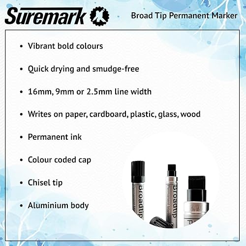 Miniatura 2 de SureMark 2 marcadores permanentes Alpha Broadtip Jumbo Negro