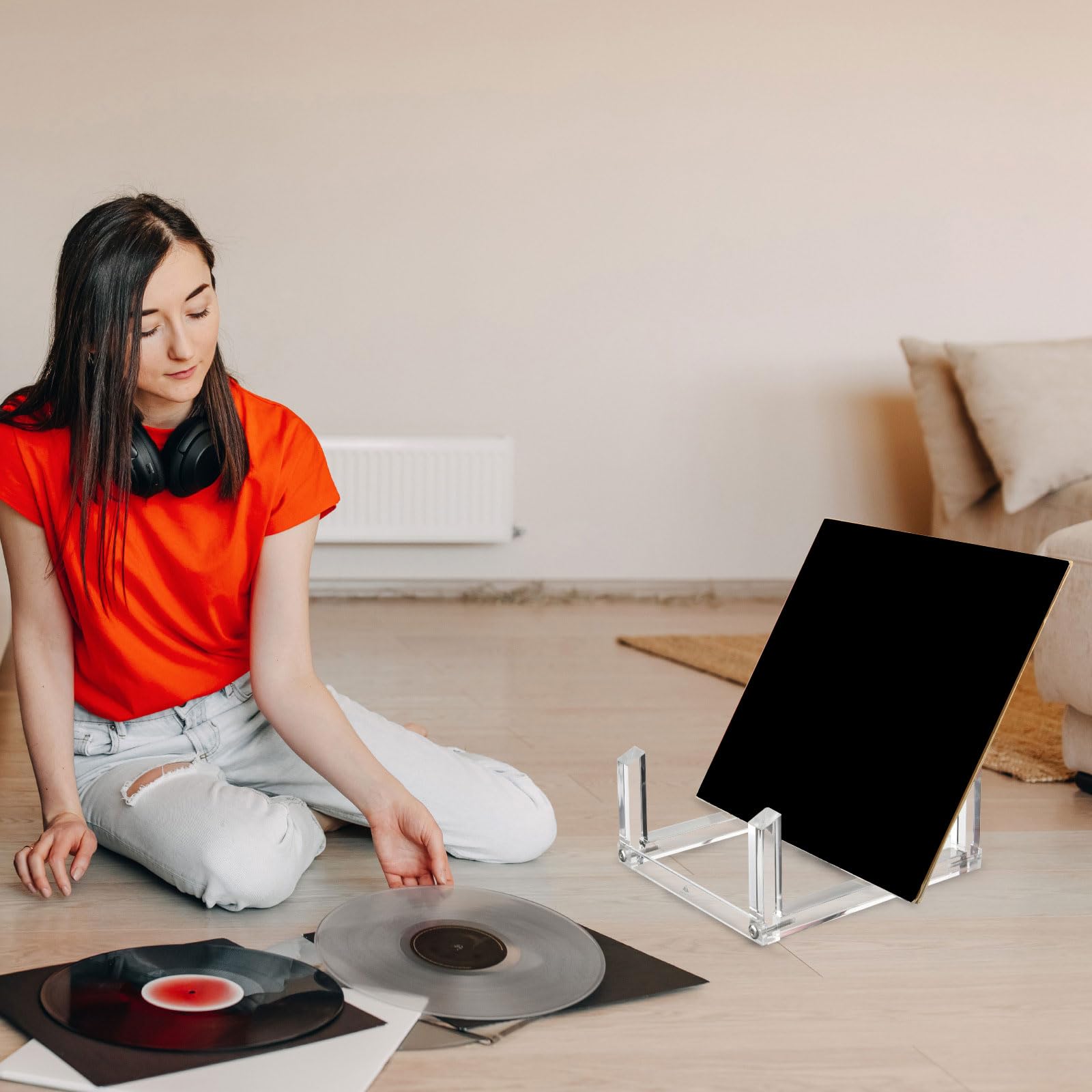 Kangnice Vinyls Record Stand Display Clear Acrylic Tabletop Album Holder Album Record Holder Vinyls Record Storage Display Stand