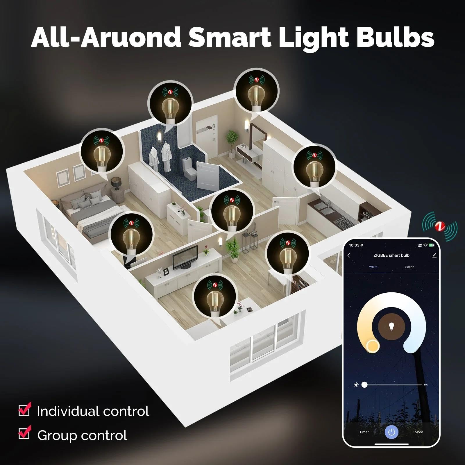 Ampoule Filament Intelligente Éclairez Votre Maison Facilement Avec Scène E27 Économie D'énergie Personnalisez La Lumière Par Temps 7W Contrôle Via L'application Tuya,3pcs