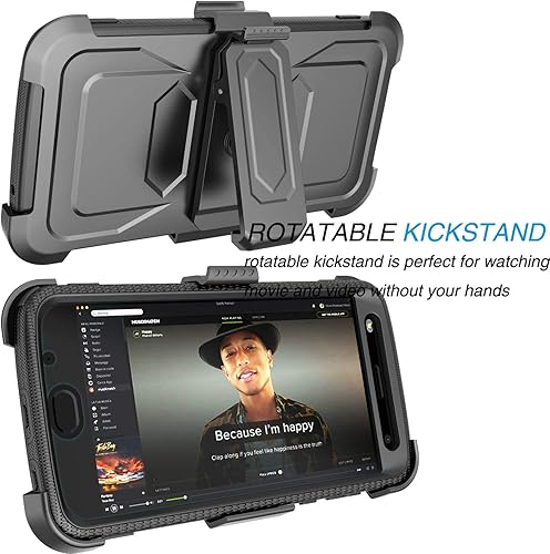 Miniatura 3 de Tekcoo Funda con clip para Moto Z2 ForceMotorola Moto Z2 Play, Tshell absorción de golpes pantalla integrada Cinturón de bloqueo giratorio seguro