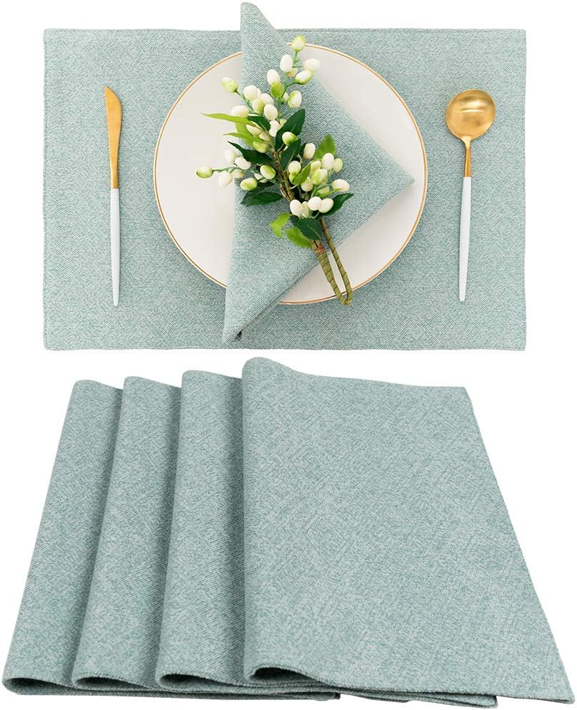 Spring Garden Home Summer Placemats for Kitchen Dining Table Heat Resistant Washable Placemats Party Tabletop Decorations Set of 4, Teal Blue : Home & Kitchen