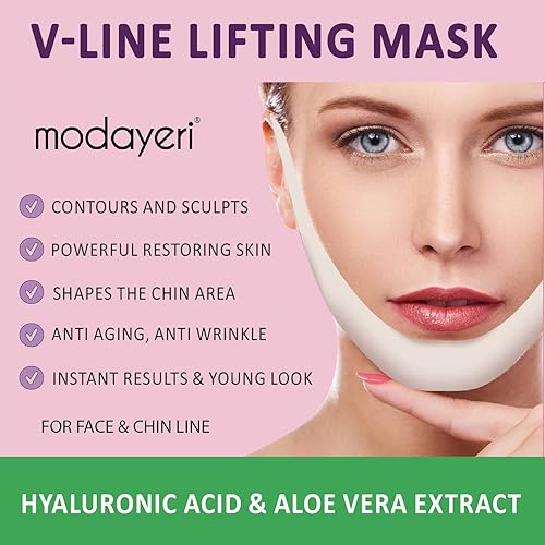 Miniatura 3 de V Line Shapped Lifting Face Mask - Máscara de hidrogel de colágeno, máscara de barbilla tensora, parche facial para reafirmar y tensar la piel,
