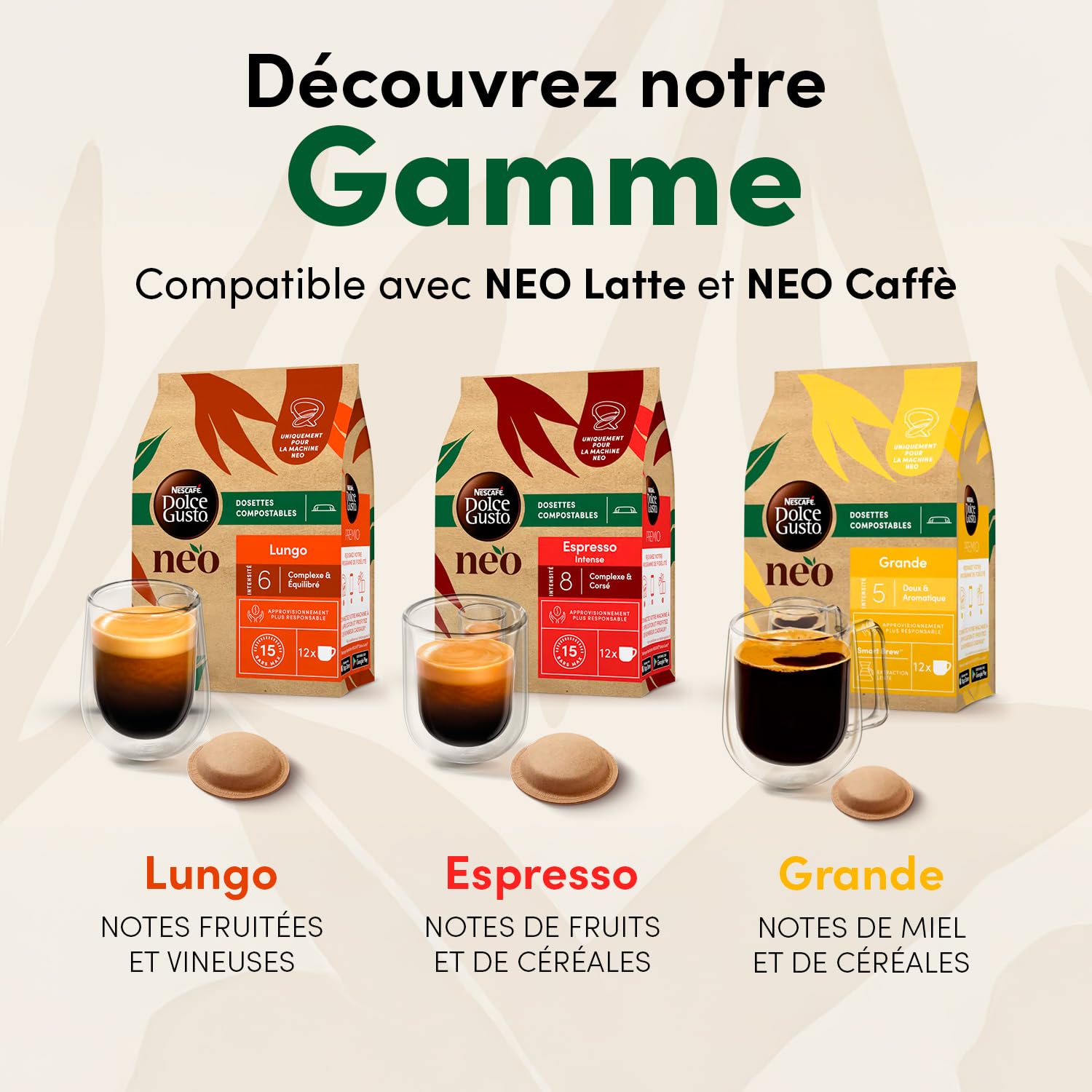 NEO Lungo por NESCAFÉ Dolce Gusto - 72 Dosis de café (6 cajas de 12 cápsulas) - Solo compatibles con las máquinas de café NESCAFÉ Dolce Gusto NEO
