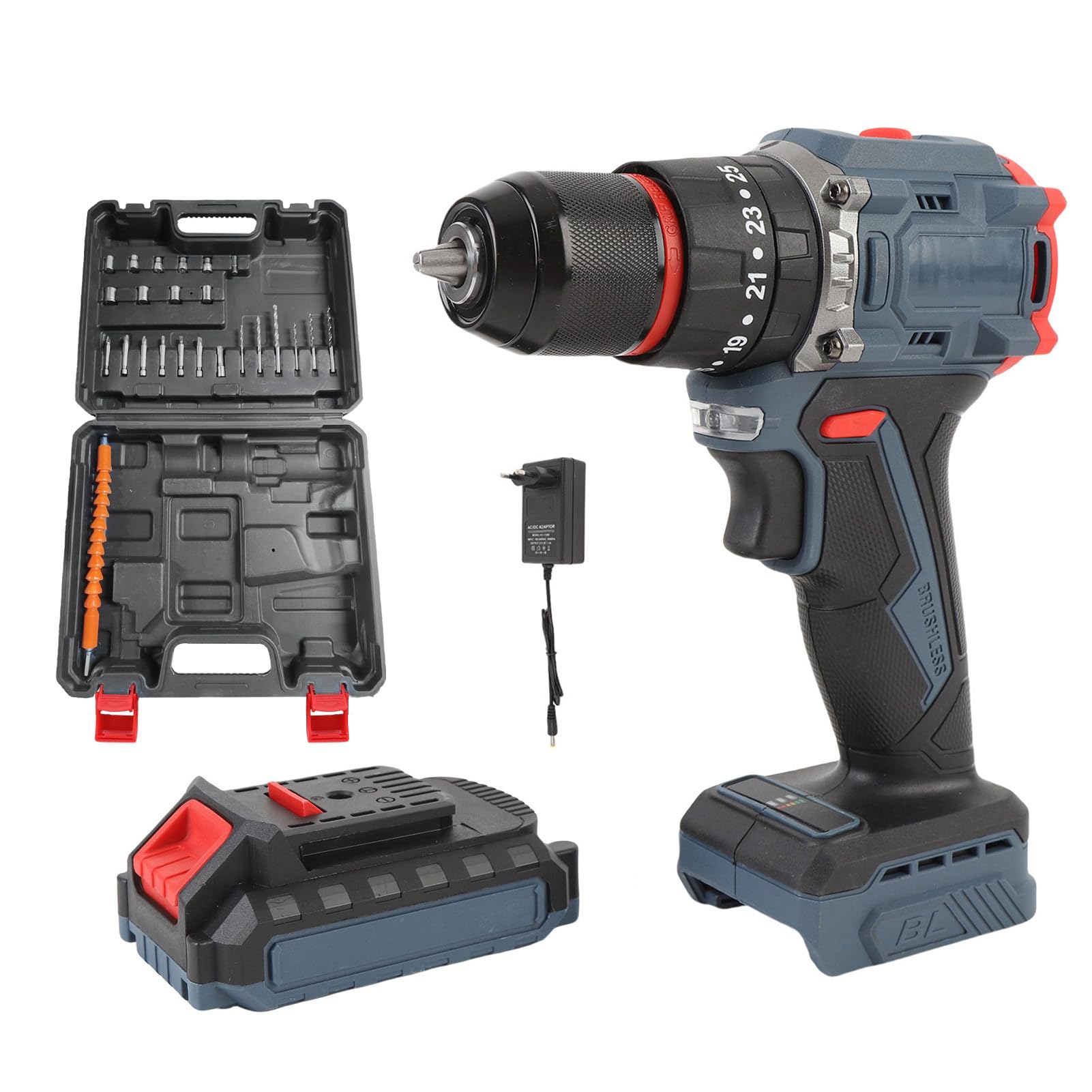 Asixxsix Zestaw Wiertarki Bezprzewodowej, 25 Skrętów 1500 Rpm CW CW CCW Elektryczne ćwiczenia Zasilania z Akumulatorem, 6 Bitów śrubokrętów, ćwiczenia Bity i Przenoszenie, Zestaw (wtyczka UE)