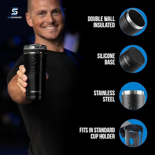 Miniatura 2 de Ice Shaker Vaso de 26 onzas, botella de agua aislada con popote, botella de acero inoxidable, como se ve en Shark Tank, botella de agua con pajita,