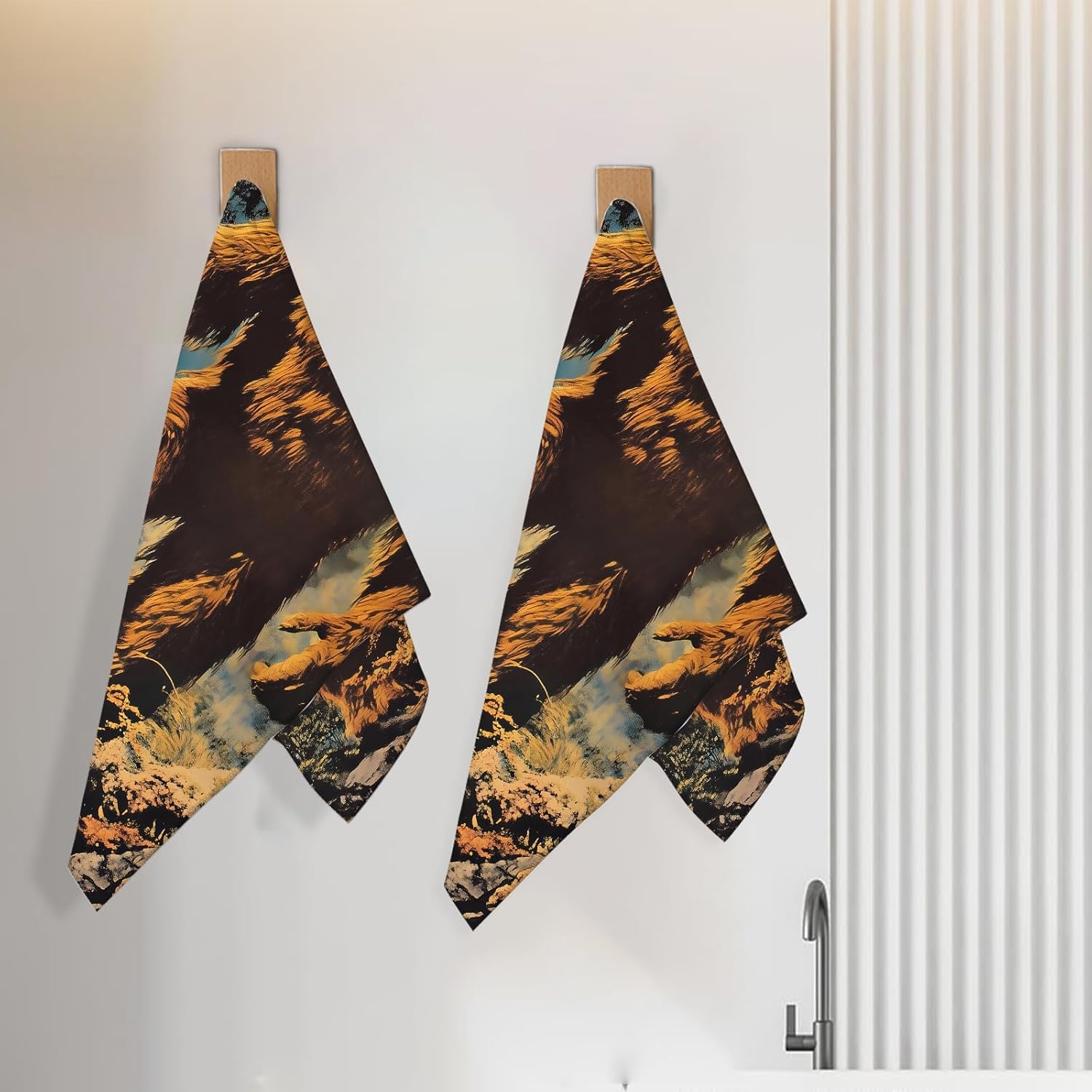 Wildlife Hand Towel for 2 Pack,Bath Hand Towels for Bathroom Decorative Soft Absorbent Dish Towels for Kitchen, Gym, Hotel, Spa, Sport Home Decor Gifts, 14.5x28 Inch - Image 2