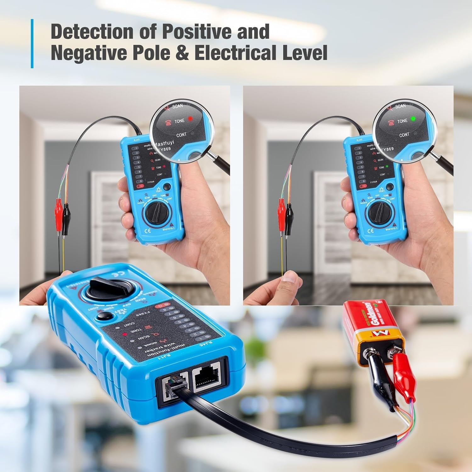 XIKKART Lan Tester with Wire Tracker, Tester, Cable Tracker, RJ11 RJ45 Line Finder Cable Tester for Network LAN Ethernet Cable Collation, Phone Telephone Line Tester with 2X 9V Batteries(Multicolor) - Image 7 thumbnail