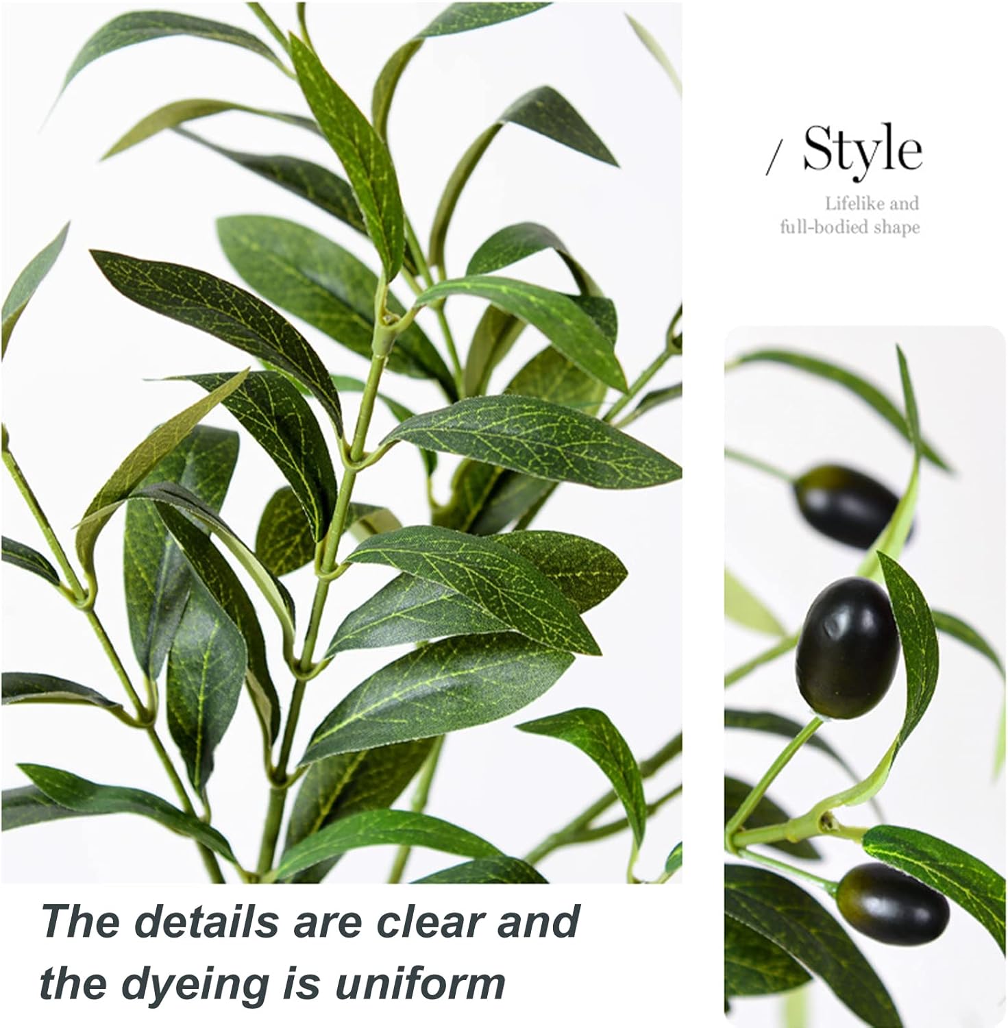 BestAlice 6 Pcs Large Artificial Olive Branches for Vases, 40 Inch Tall Fake Olive Leaf Stems with Olives Fruit, Artificial Plants Greenery Stems Olive Leaves Fake Fruits for Home Wedding Decor