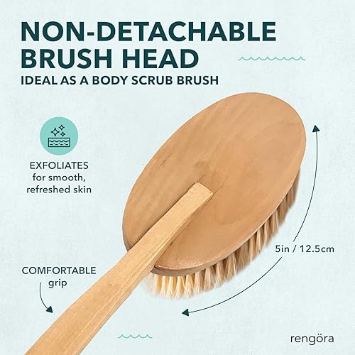 Boar Bristle Back Scrubber - Long Handle Shower Brush