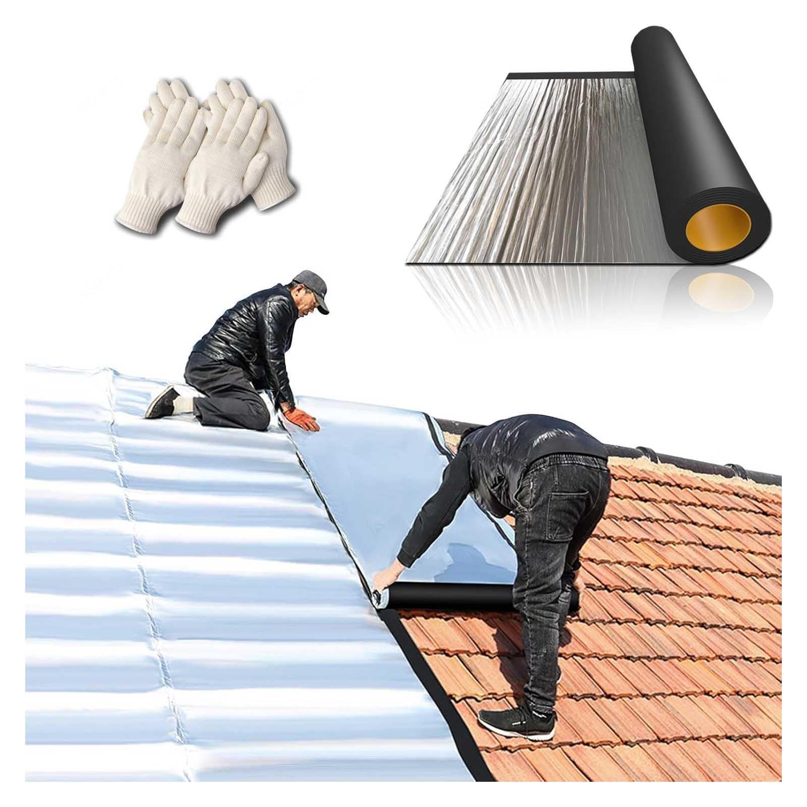 Cinta autoadhesiva para reparación de Tejas asfálticas, Fieltro para techos de cobertizos, Protector Impermeable para reparación de techos, Rollo de lámina de Aluminio, Cinta Sella