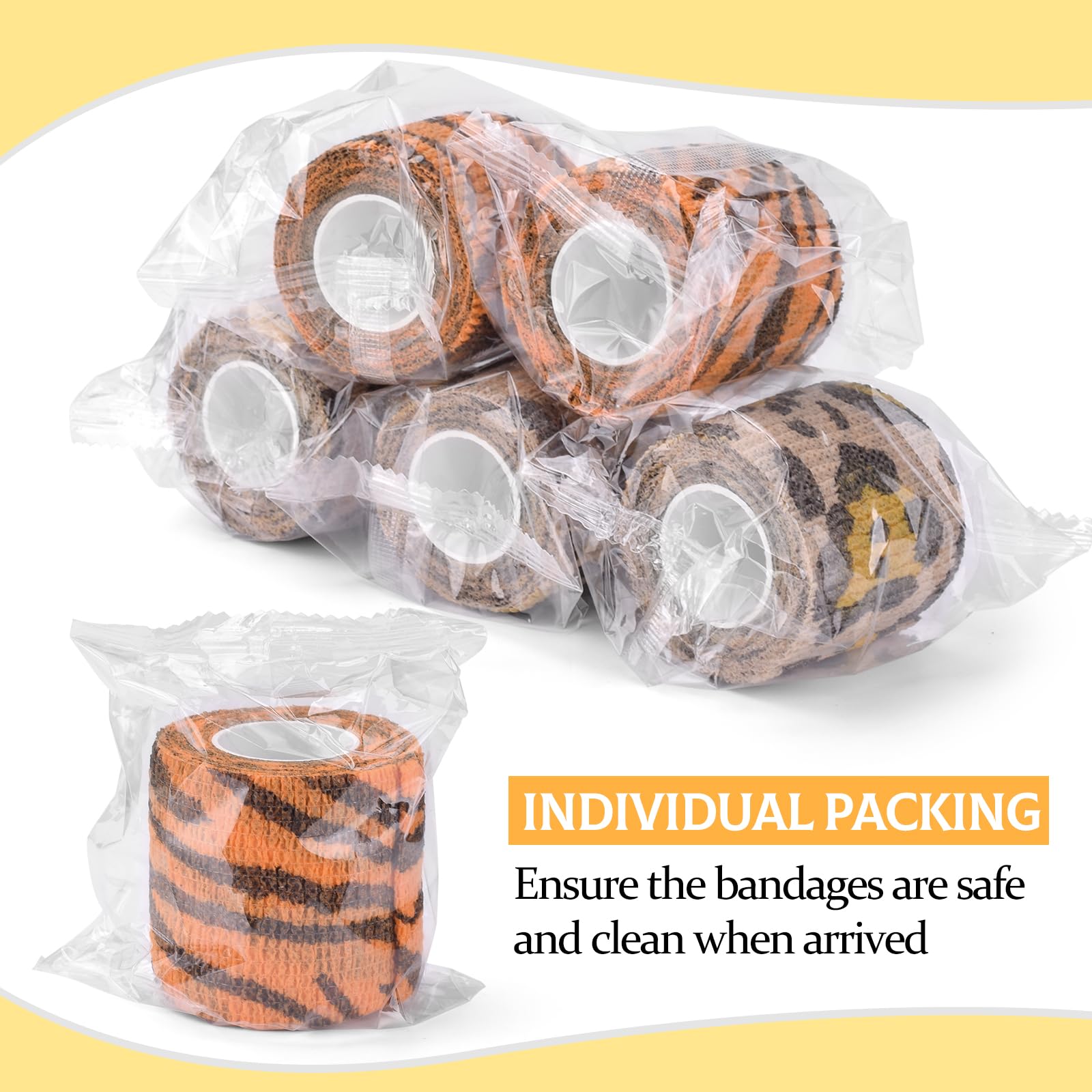 JimKing Tattoo Grip Cover, Self-Adhesiive Tape, Elastic Bandage Wrap Roll, 4pcs,Tiger&Leopard Pattern (Pack of 2) — Amazon image 2