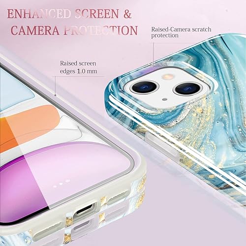 Miniatura 9 de luolnh Funda dorada brillante compatible con iPhone 13, diseño de mármol, a prueba de golpes, delgada, de silicona suave, TPU para iPhone 13 de 6.1