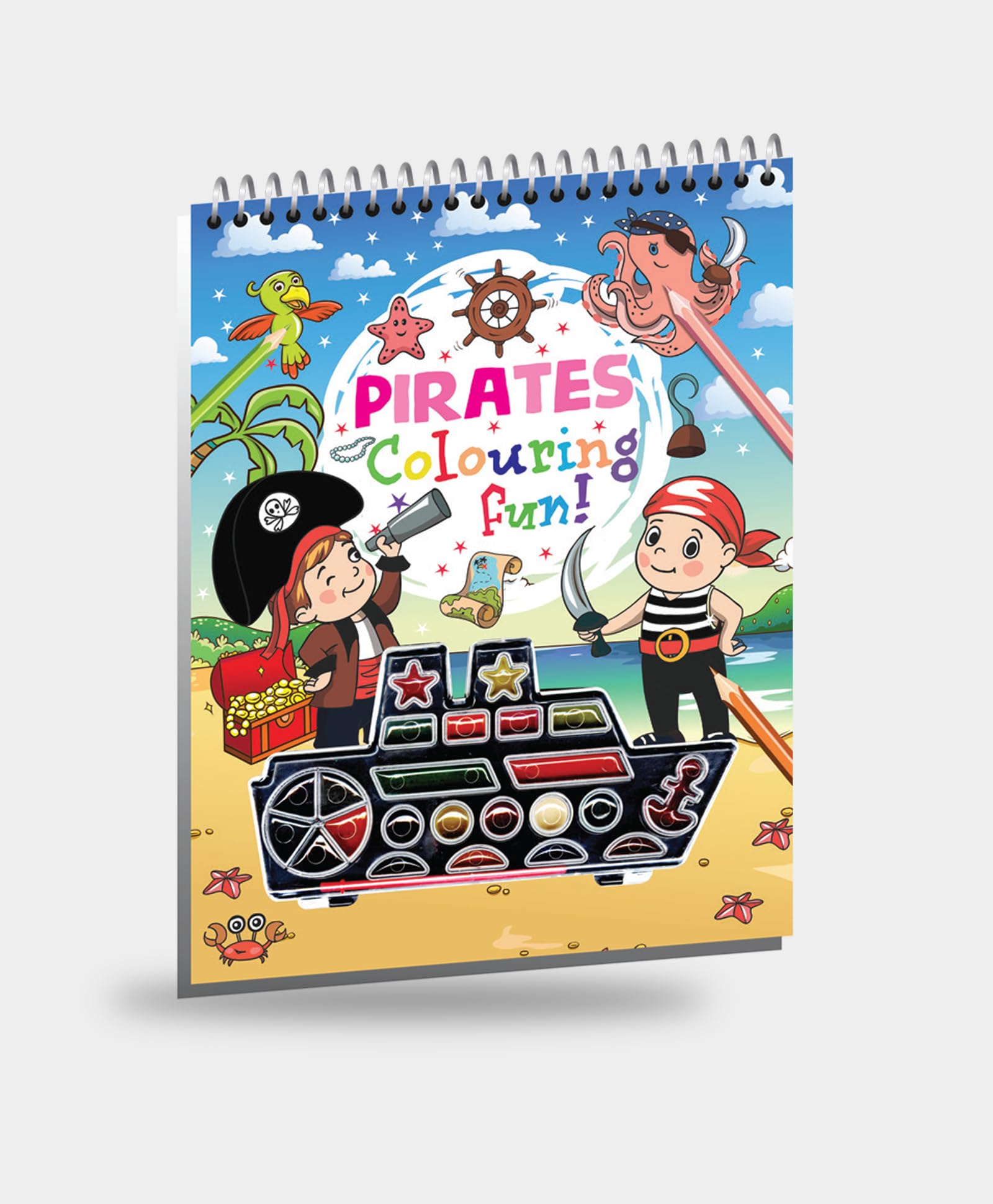 Hello Friend Books Giant Water Colouring Sprial Pad: Pirates Copy to Colour- Fun and Easy Colouring with Paints