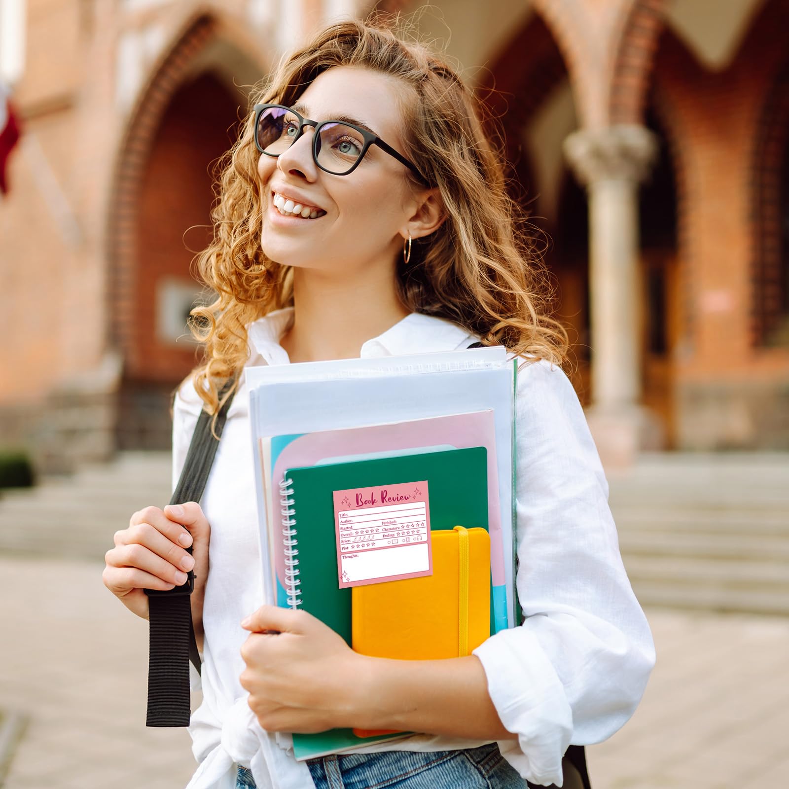 Mini-Haftnotizen für Buchrezensionen, 7,6 x 7,6 cm, selbstklebend, Schulanfang, Lese-Tracker für Buchliebhaber, Leseprotokoll-Aufkleber für Studenten, Bücherwurm, Geschenk, bunt, 12 Stück