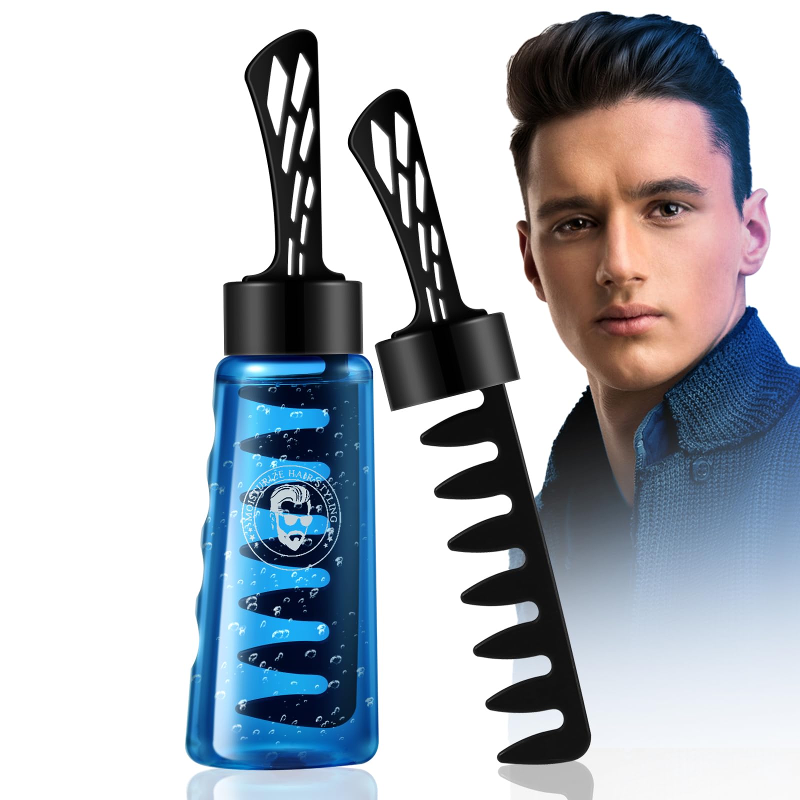Men Hair Styling Gel with Comb, 2-in-1 Hair Wax Shaping for Man, One Comb Hair Gel, Long Lasting Quick Dry & Strong Hold Finish #01