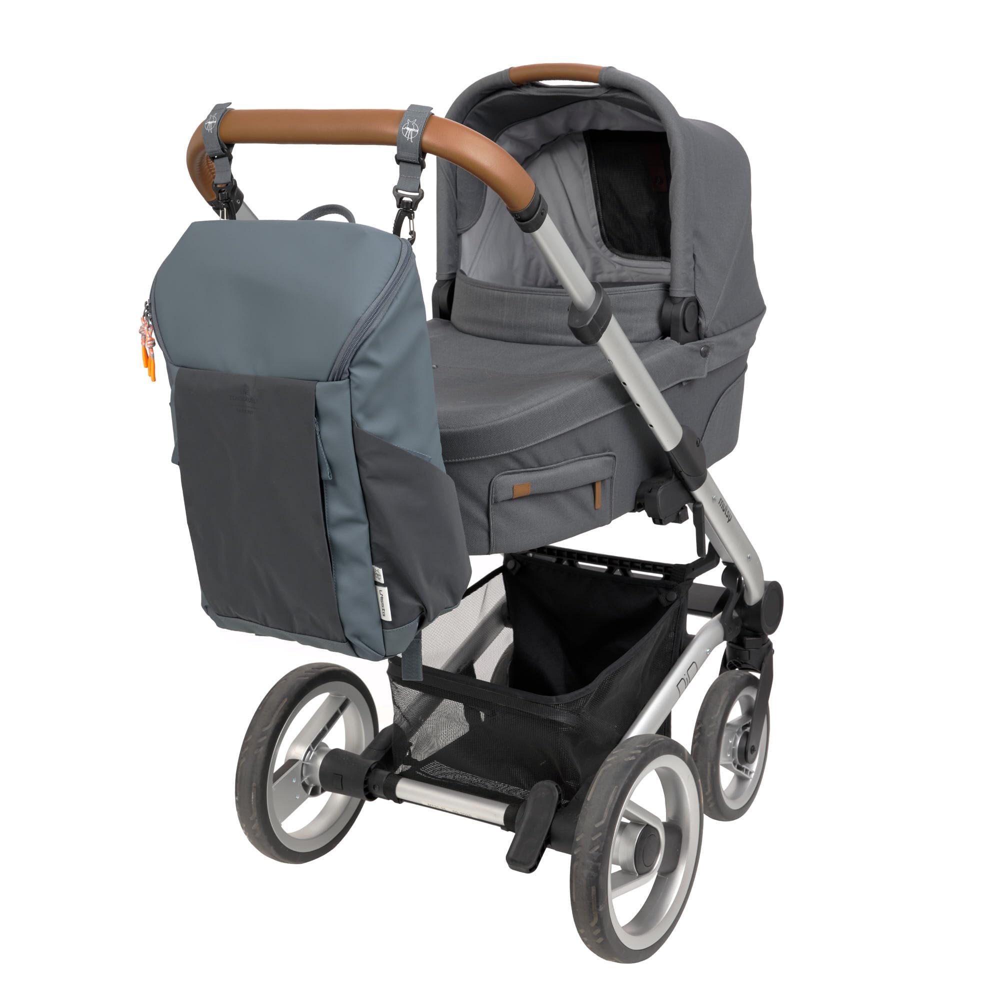 Lässig mochila cambiador para bebés con cambiador, fijación para cochecito y portabiberón/GRE Slender Up Backpack Reflective anthracite