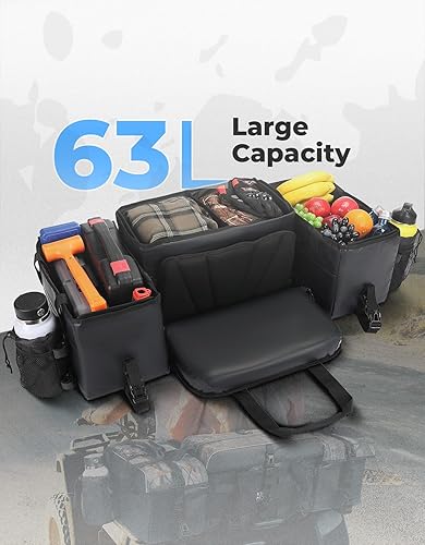 Miniatura 2 de KEMIMOTO Bolsas de almacenamiento para ATV con bolsa refrigeradora, bolsas grandes de 76 L para cuatrimoto trasero, bolsas de asiento trasero de