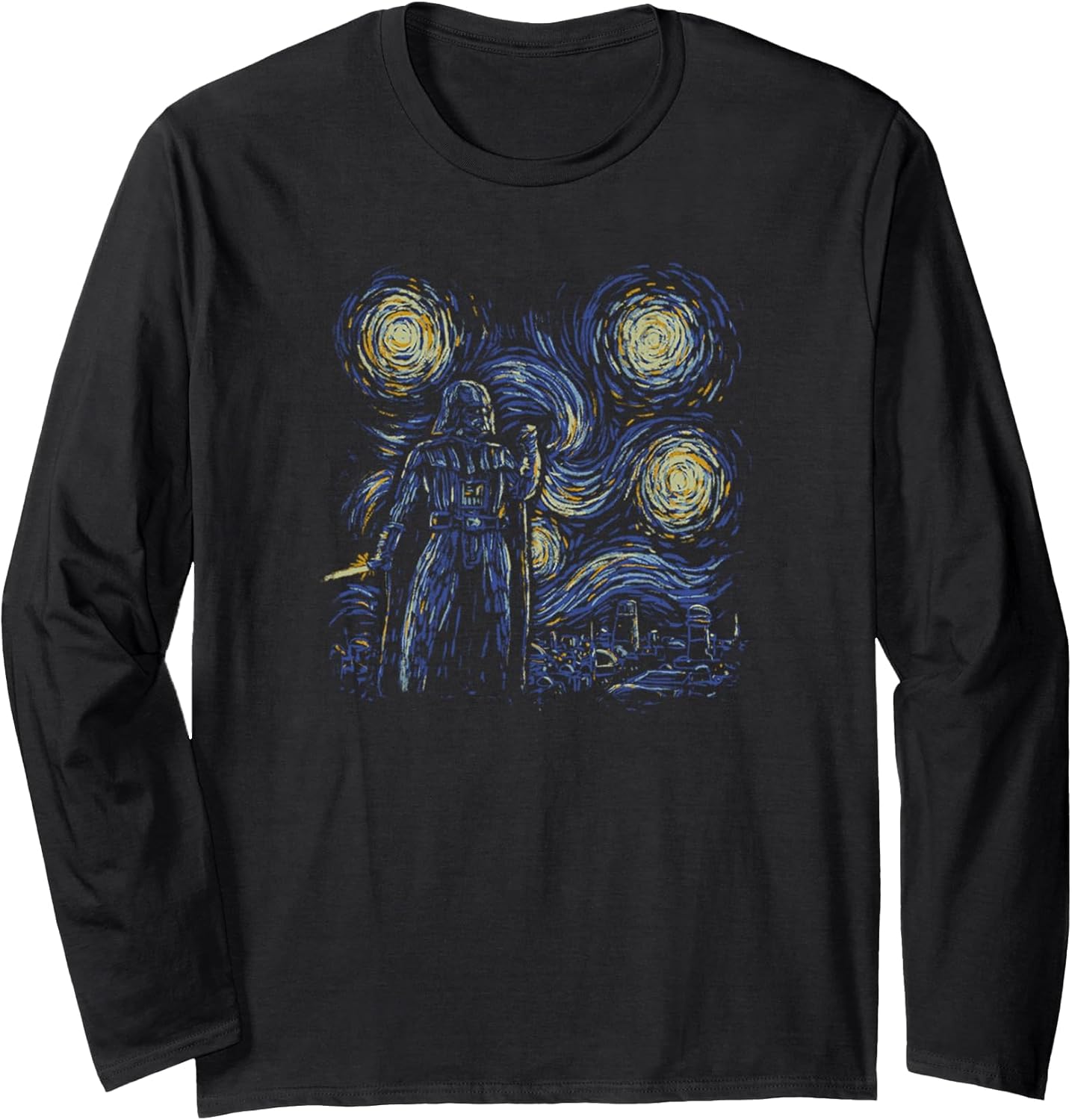 Star Wars Classic Darth Vader In Van Gogh's Starry Night Long Sleeve T-Shirt