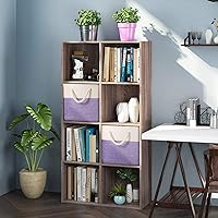 Vista 2 de PRANDOM Contenedores plegables grandes de almacenamiento de 11 x 11 pulgadas [paquete de 2] cestas de almacenamiento de tela de lino, cubos con asas