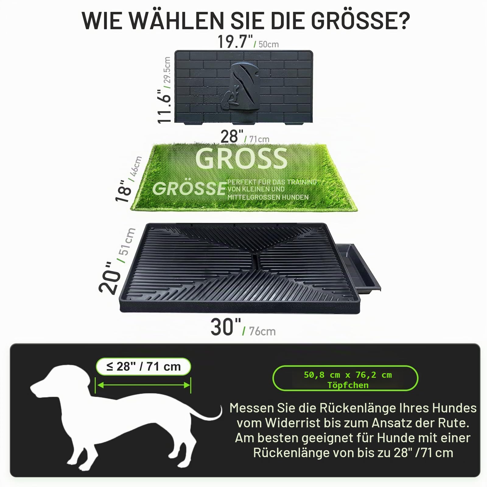 Hompet Hundeklo Hundetoilette Welpentoilette für Innen-oder Veranda, 2 Pcs Trainingsunterlage, Wiederverwendbares Hundegraspolster mit Tablett, Tragbare Hundedrüsenbox für kleine/Mittlere Hunde