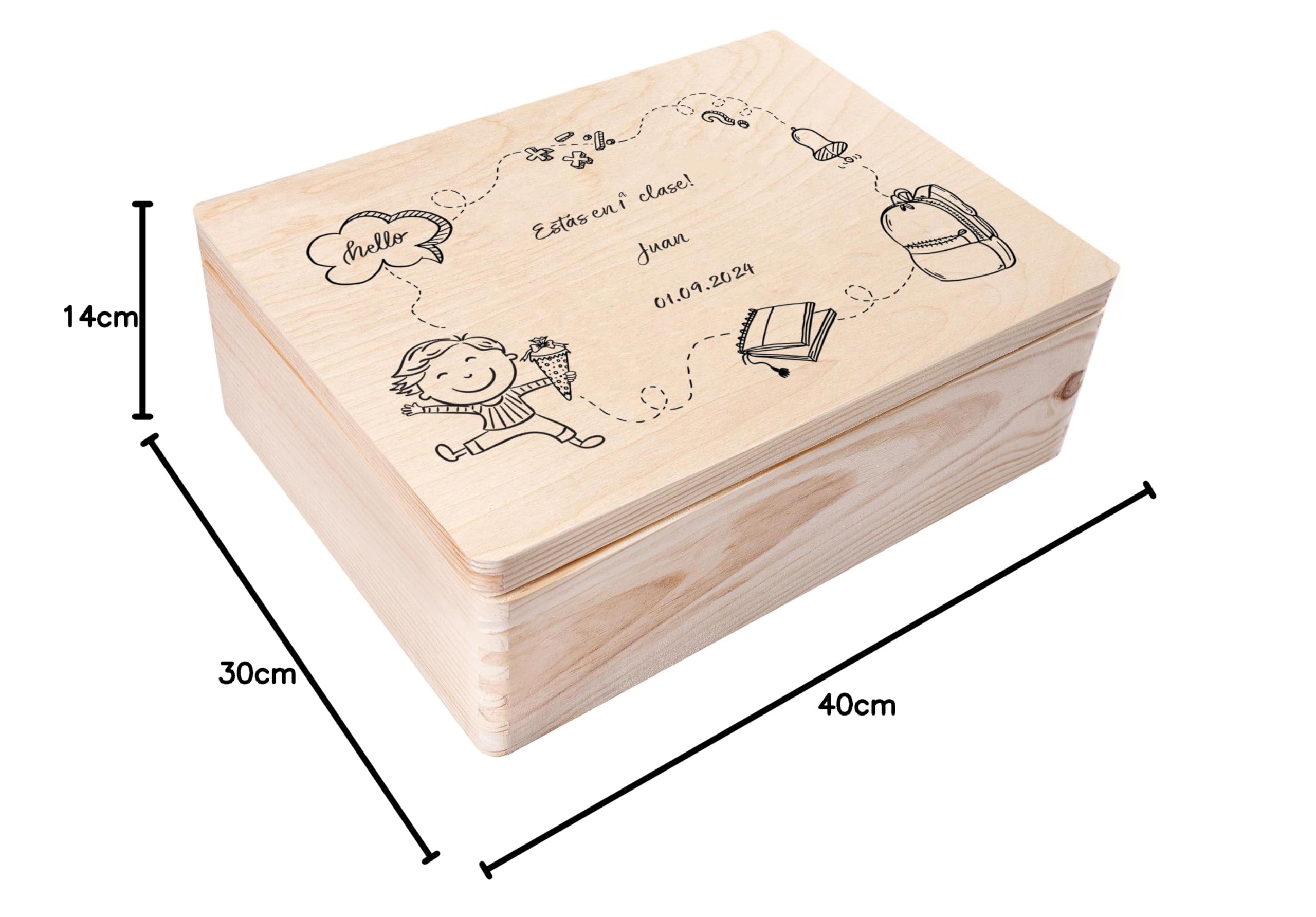 Scatola Legno Personalizzata Per Scuola - 40x30x14cm, Con Stampa - Foto 14