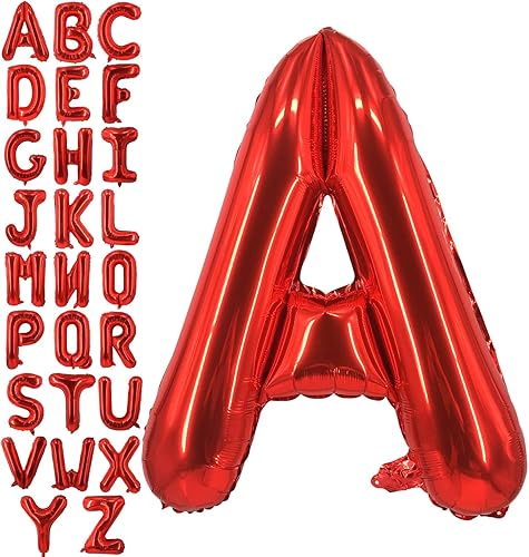 Lovoir Globos grandes de 40 pulgadas con la letra A roja de gran tamaño, globo de helio de aluminio de Mylar para decoración de fiesta de
